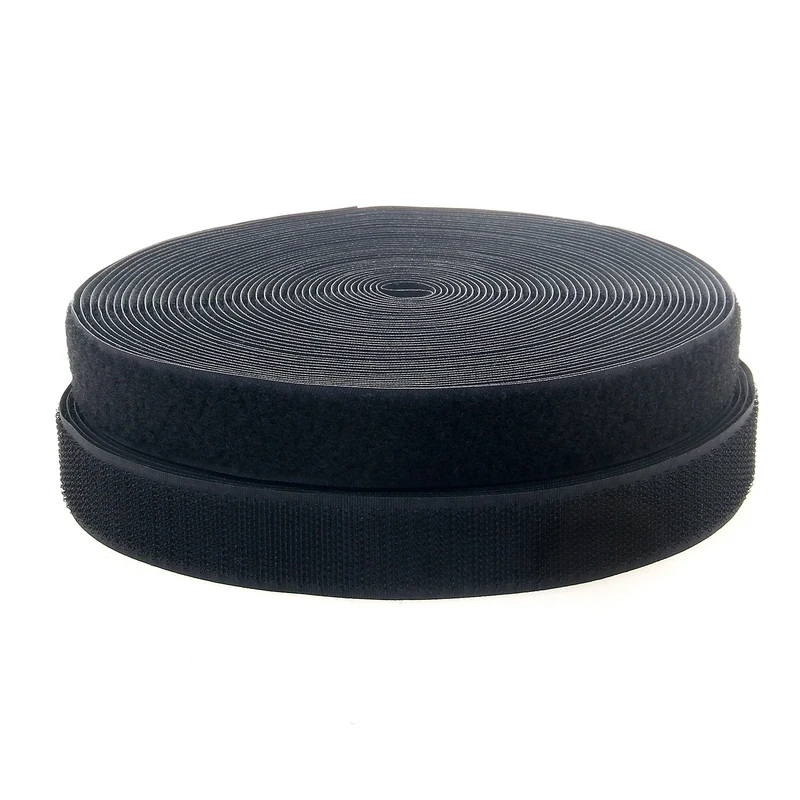 TUKA 82 Feet x 20mm Hook and Loop Sew On Tape, 25 Meter (25m Hook and 25m Loop), Width 20 mm, Back Side Not Adhesiv, Sew on Hook & Loop Tape, TKB5004 Black