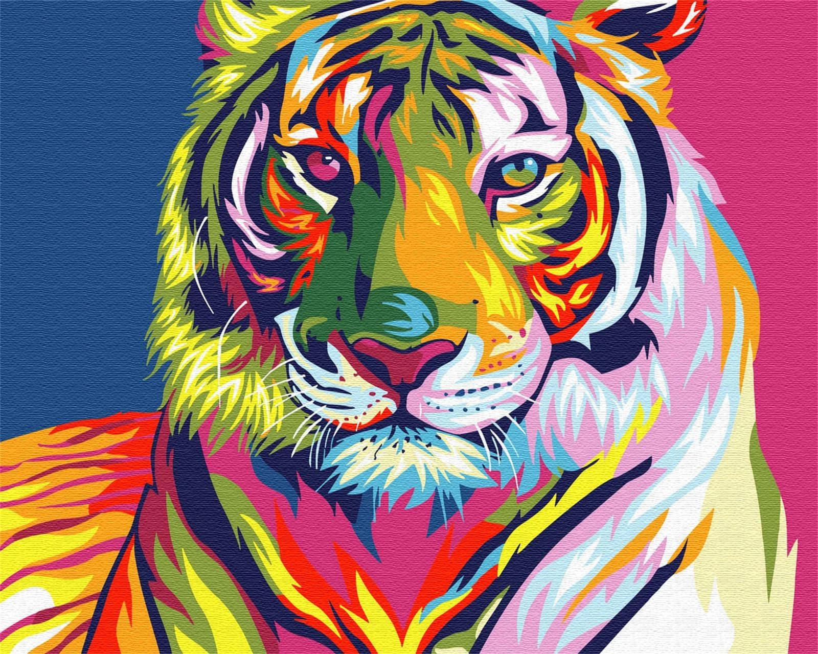 Paint by Numbers for Adults Kids Beginner, Komking Painting by Numbers for Adults Children, Colorful Animals Paint by Numbers Kits, Colorful Tiger 16x20inch