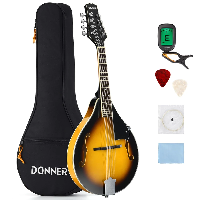 Donner DML-1 A-Style Mandolin - 8-String Mahogany Sunburst