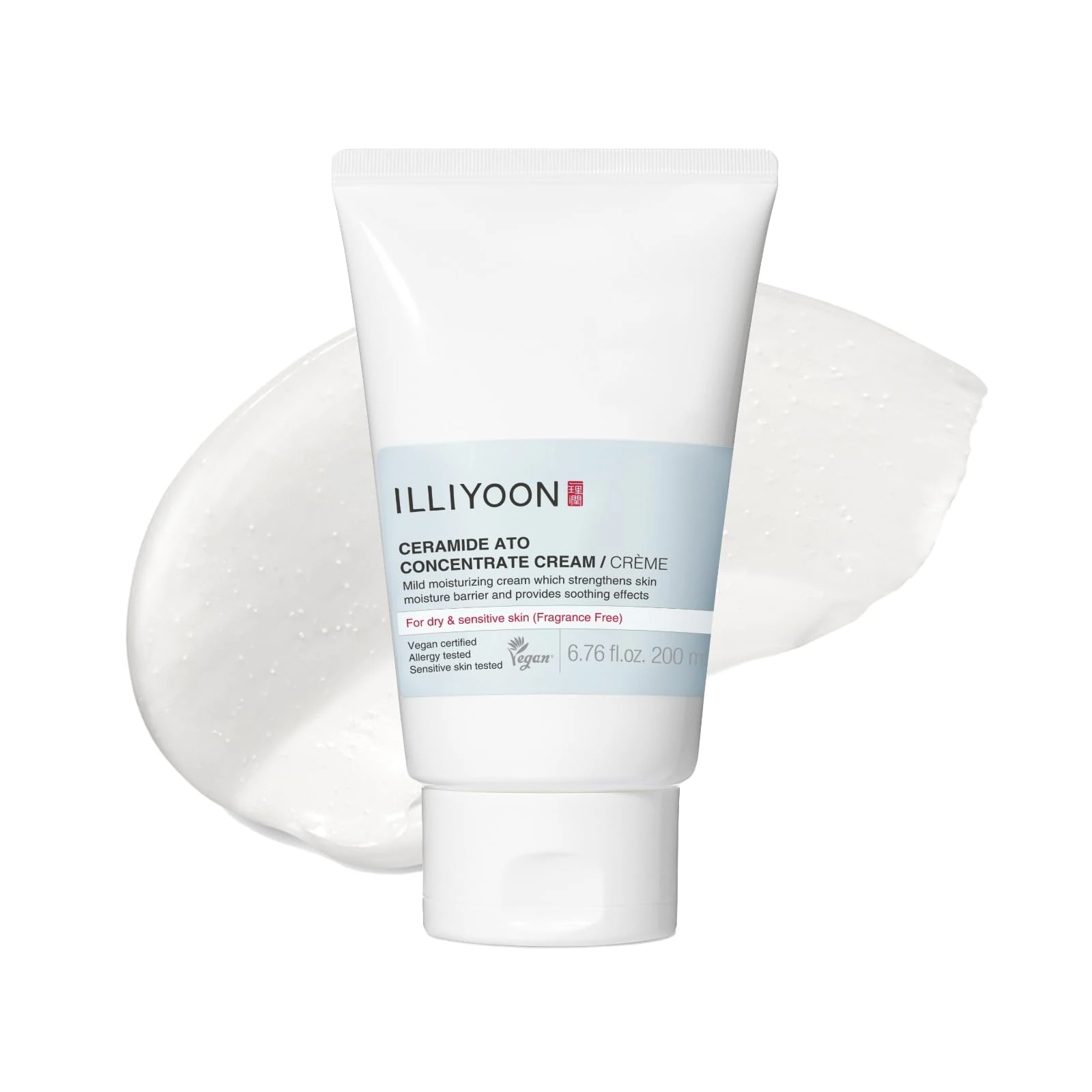 ILLIYOON Ceramide Ato Concentrate Cream (200ml, 6.76 Fl Oz) | Moisturizer for Dry&Sensitive Skin, 100hr Hydration, Restoring Skin Barrier | Gentle for Infants and Adults | Vegan | Fragrance Free