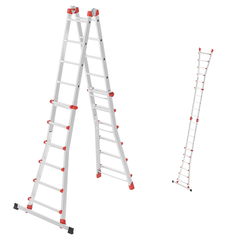 Hailo 7524-157 MTL Aluminium Telescopic Ladder, Silver