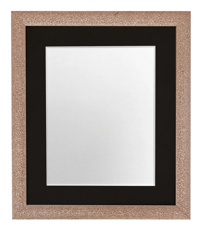 FRAMES BY POST Glitz Rose Gold Picture Photo Frame with Black Mount 30 x 20 Plastic Glass, 30 x 20 Inch Image Size A2