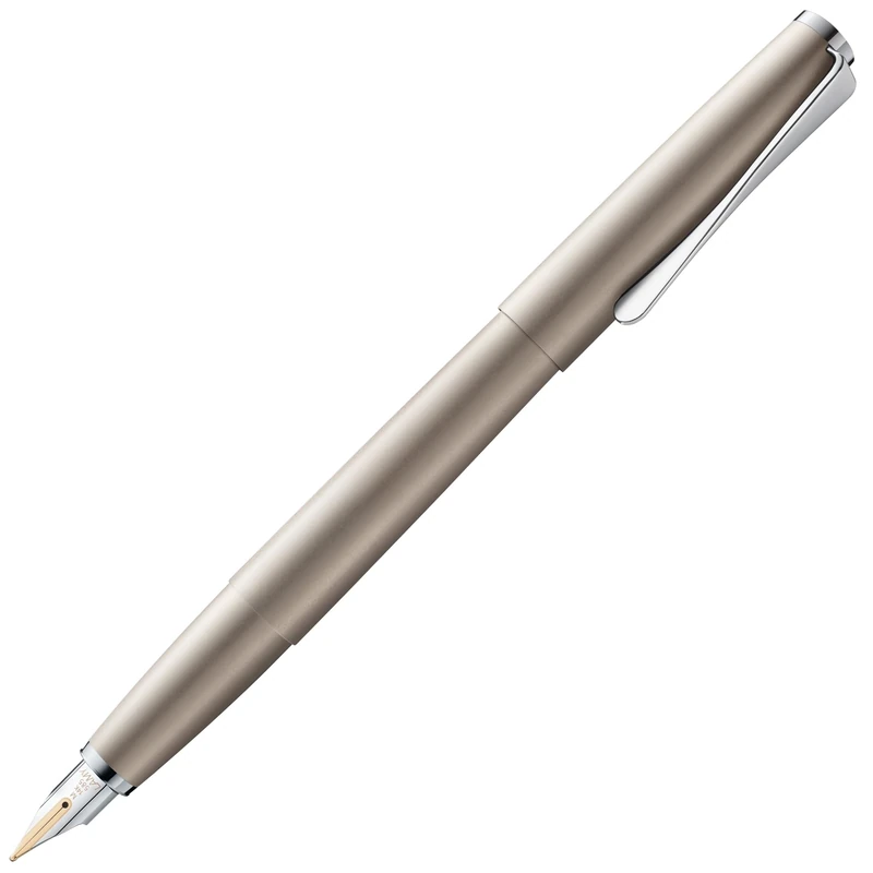 Lamy studio Palladium - Fountain Pen in elegant metal body - 14 ct. gold nib, partially platinum-plated & in nib size M - incl T 10 blue ink cartridge