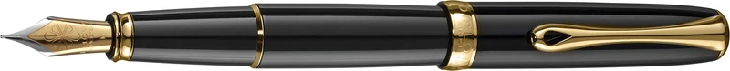 Diplomat - Excellence A2 - Fountain Pen in Stainless Steel - Medium - Black Lacquer & Gold - Resistant and Elegant - High End - 5 Years Warranty, D40203025