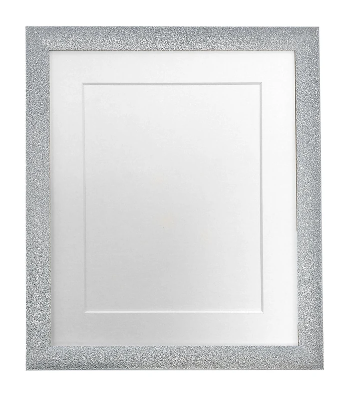FRAMES BY POST Glitz Silver Picture Photo Frame with White Mount 30 x 20 Plastic Glass, 30 x 20 Inch Image Size A2