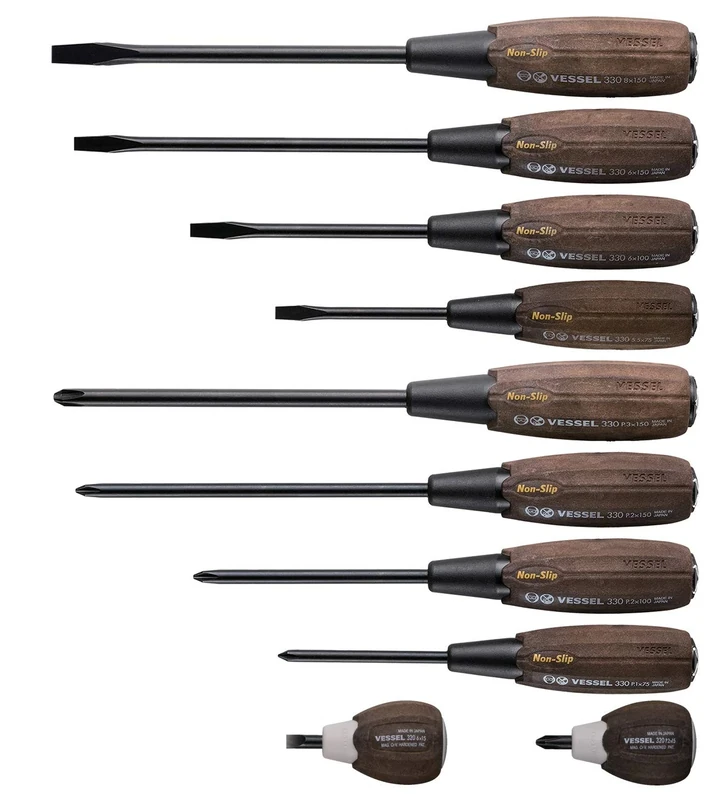 VESSEL Compo 3310PS Set of 10 Screwdrivers Wood (Brown) - Image 1