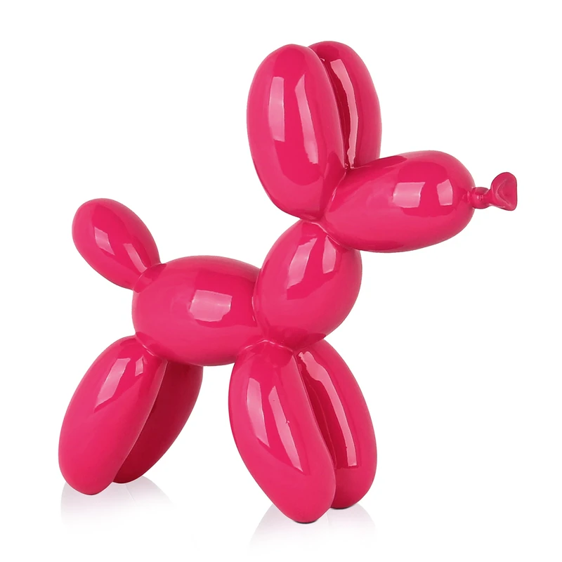 World Art Dog Balloon Pop Art Design Resin Sculpture Decorated with Blue Metal Leaf, Multicolour, 50 x 18 x 46 cm