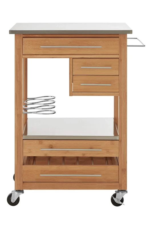 Premier Housewares Kitchen Trolley, Wood, Natural, 50 x 60 x 87 cm