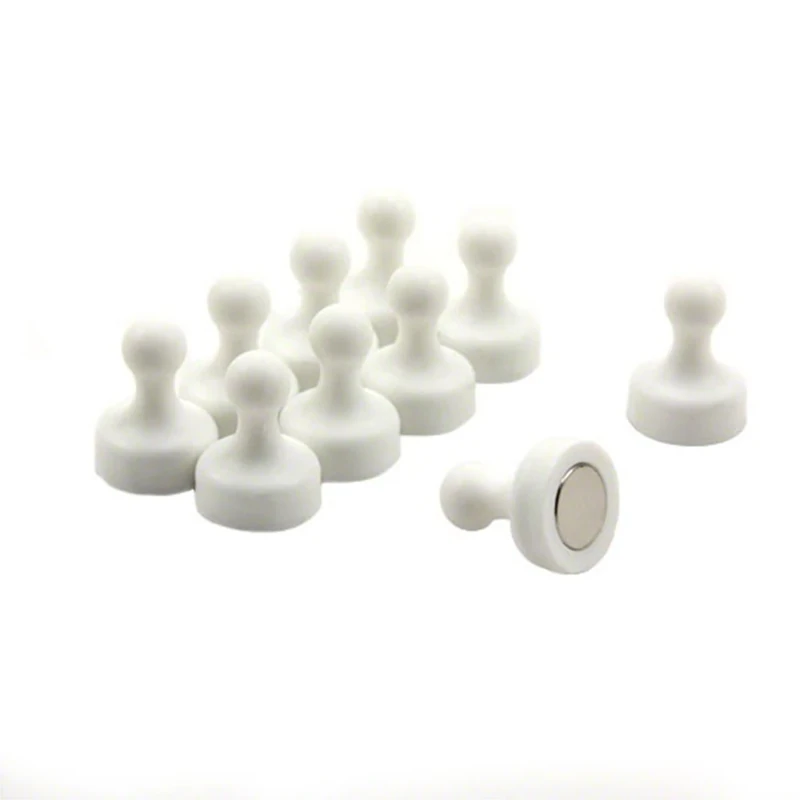 High Power White Skittle Magnet for Fridge, Office, Whiteboard, Noticeboard, Filing Cabinet - 19mm dia x 25mm tall - Pack of 100
