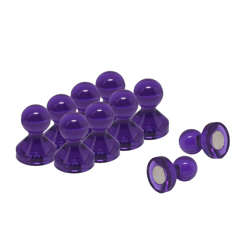 Medium Purple Acrylic Push Pin Magnet for Fridge, Whiteboard, Noticeboard, Filing Cabinet - 15mm dia x 21mm tall - Pack of 100