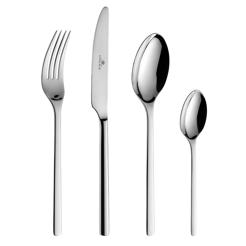Gerlach Modern Cutlery Set for 6 People Dishwasher Safe Stainless Steel Elegant Cutlery with Knife Fork Spoon and Teaspoon Cutlery Rustproof 24 Pieces Silver
