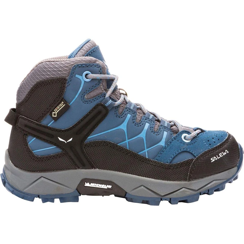 Salewa JR Alp Trainer Mid Gore-TEX, Trekking & hiking boots Unisex Kids, Blue (Dark Denim/Charcoal), 8.5 UK