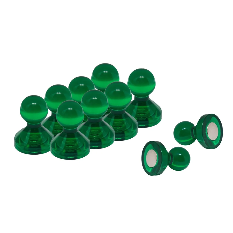 Large Green Acrylic Push Pin Office Magnet for Fridge, Whiteboard, Noticeboard, Filing Cabinet - 21mm dia x 26mm tall - Pack of 100