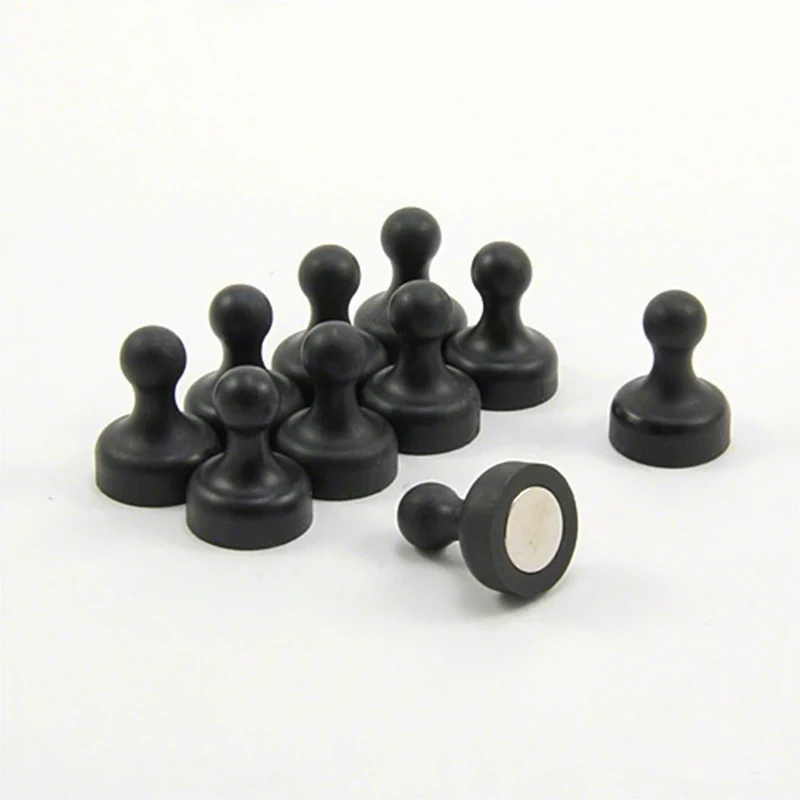 High Power Black Skittle Magnet for Fridge, Office, Whiteboard, Noticeboard, Filing Cabinet - 19mm dia x 25mm tall - Pack of 100