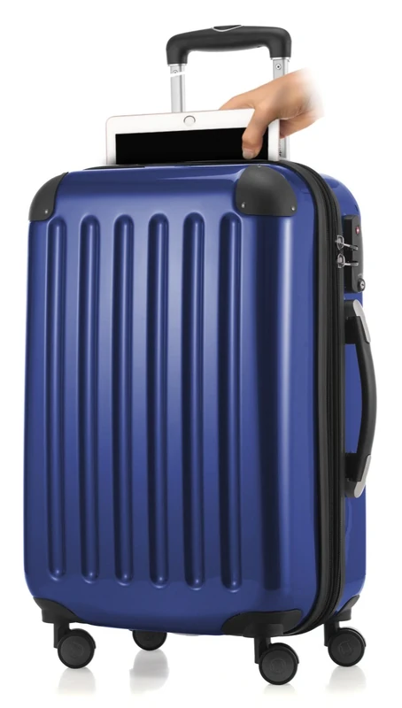 Hauptstadtkoffer Hand Luggage Hard-Shell Trolley Rolling Suitcase 4 Double Rolls, Roller Case, 55 cm, 42 liters, Blue (Dunkelblau)