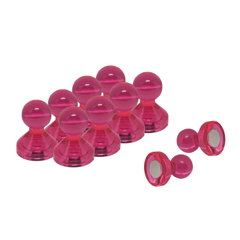 Large Pink Acrylic Push Pin Office Magnet for Fridge, Whiteboard, Noticeboard, Filing Cabinet - 21mm dia x 26mm tall - Pack of 100