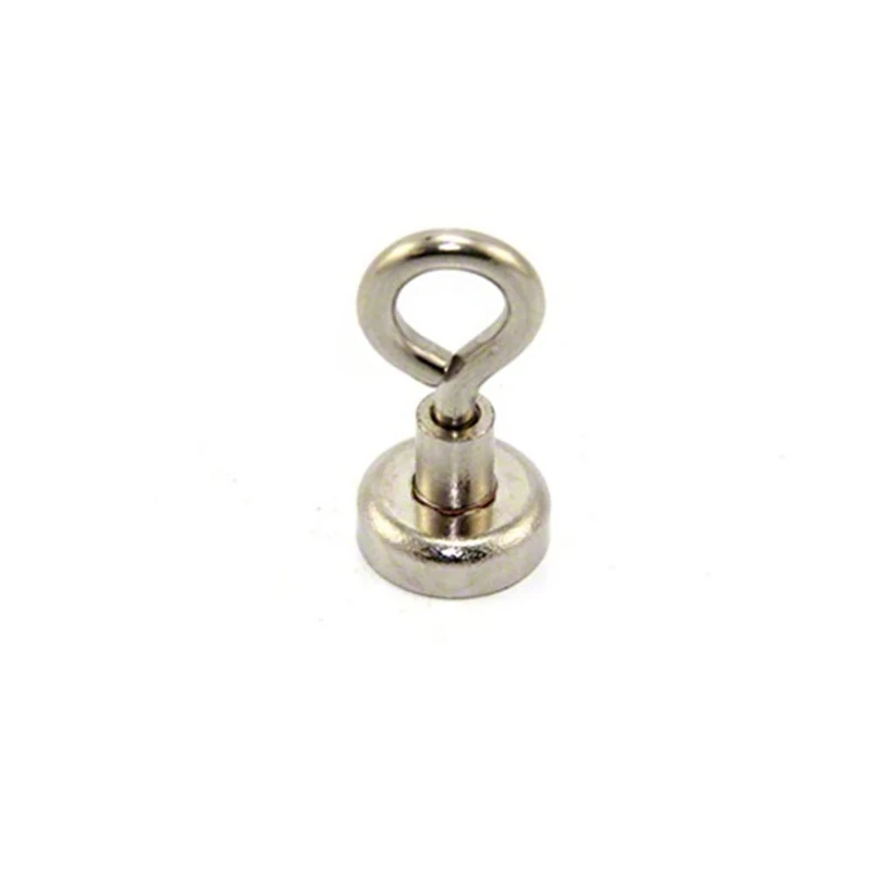 Neodymium Clamping Magnet with M4 Eyebolt for Hanging, Holding or Displaying Items - 16mm Diameter x 32mm High - 9.7kg Pull - Pack of 20