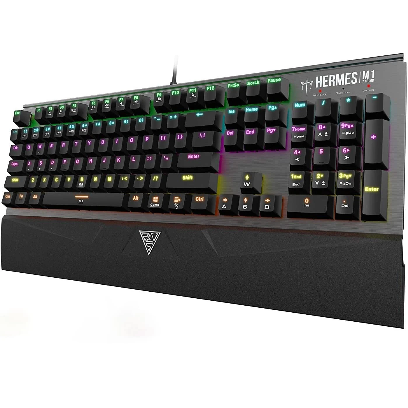 GAMDIAS Hermes M1 Black Mechanical USB Gaming Keyboard 104 Switches Brown Anti-ghosting Backlit Keyboard 7 Colours RGB UK Layout