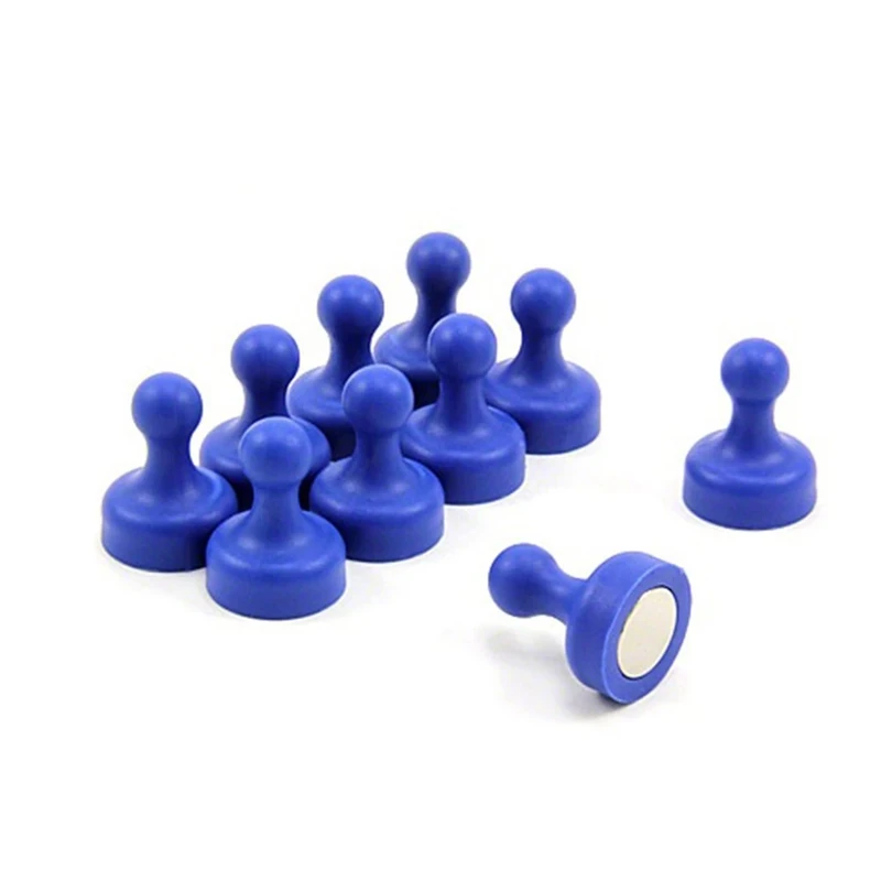 High Power Blue Skittle Magnet for Fridge, Office, Whiteboard, Noticeboard, Filing Cabinet - 19mm dia x 25mm tall - Pack of 100