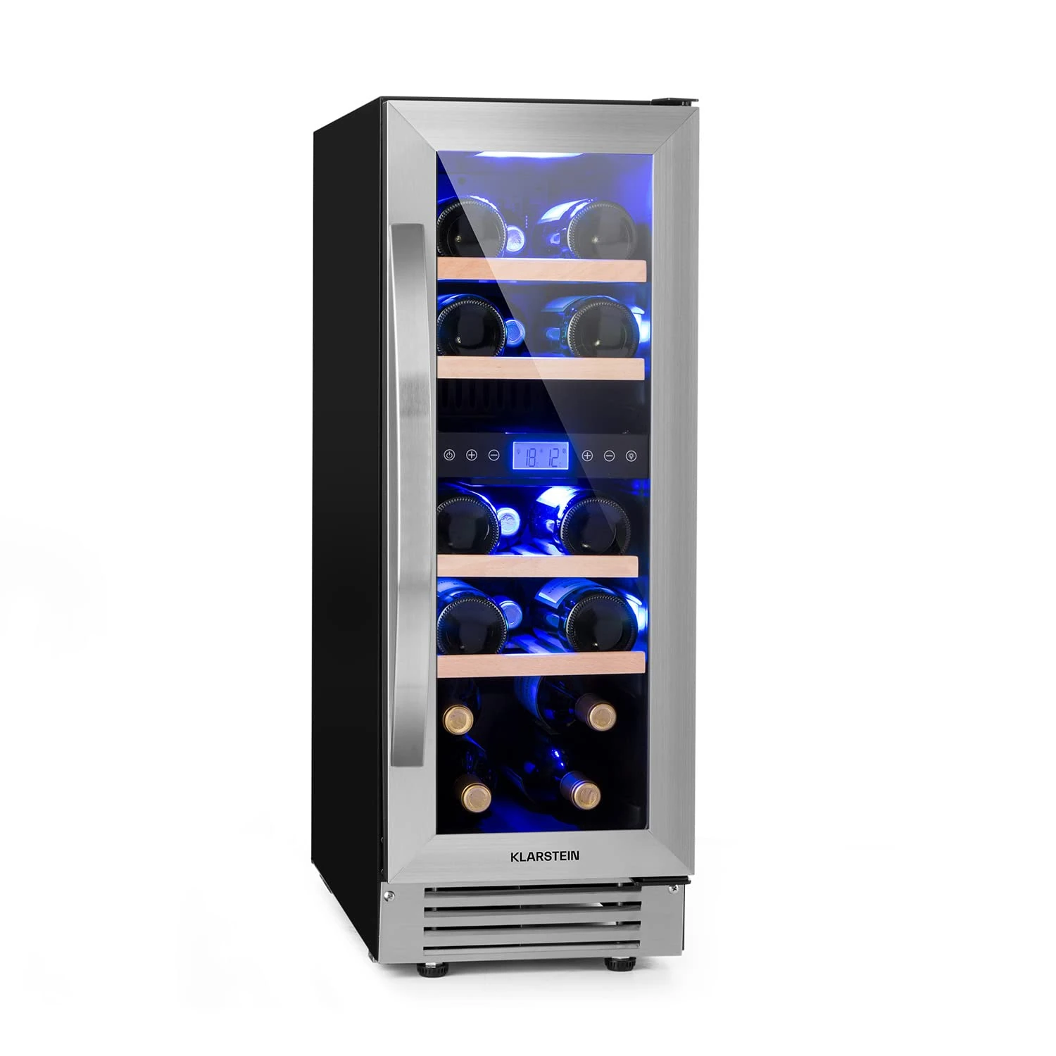 KLARSTEIN Wine Bar, Wine Cooler with 2 Cooling Zones, Glass Door Wine Rack for Wine, Proseca, Indoor and Outdoor Exhibitor, Touch Panel, 53 Litres, Wine Rack Capacity 17 Bottles