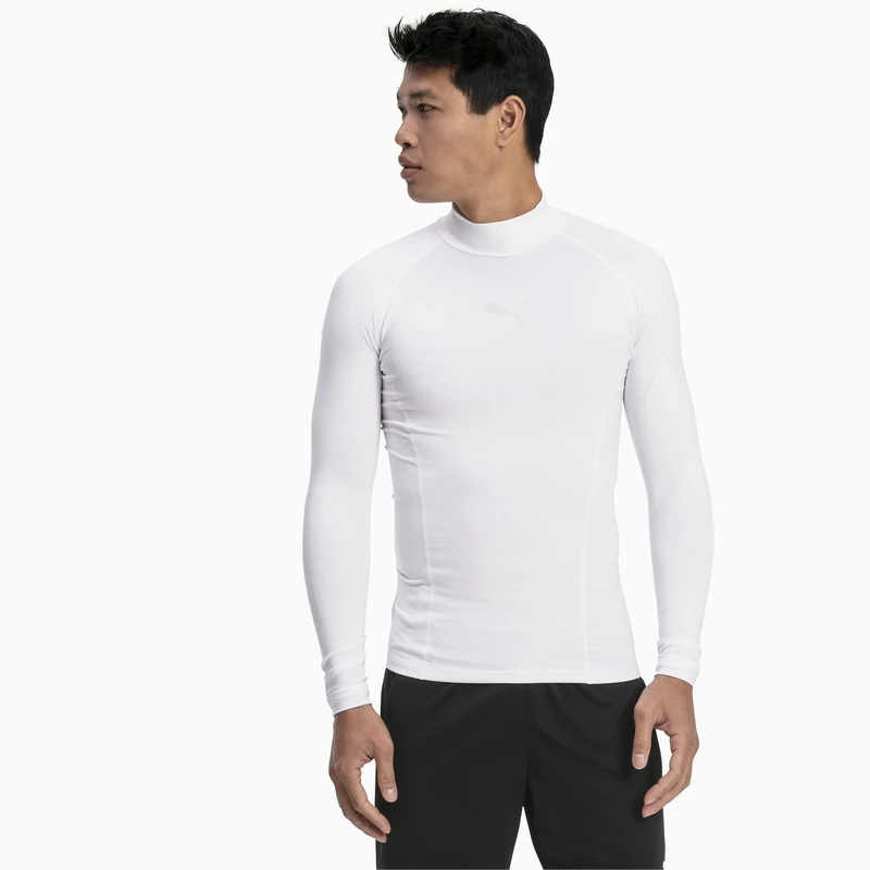 PUMA Men Liga Baselayer Tee Long Sleeve Warm Functional Underwear - White, Medium