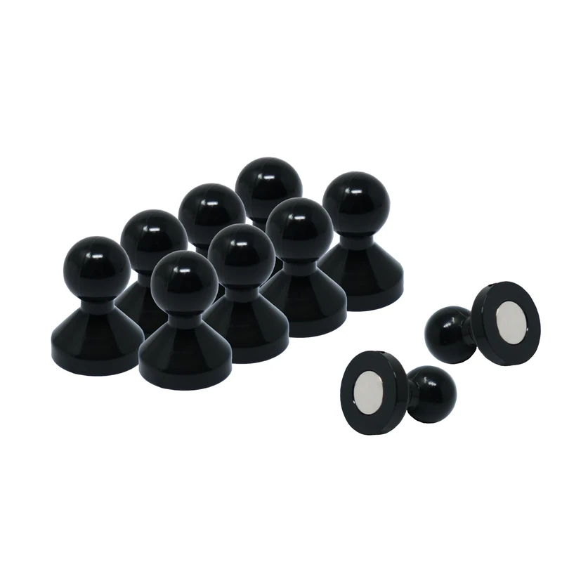 Large Black Acrylic Push Pin Office Magnet for Fridge, Whiteboard, Noticeboard, Filing Cabinet - 21mm dia x 26mm tall - Pack of 100