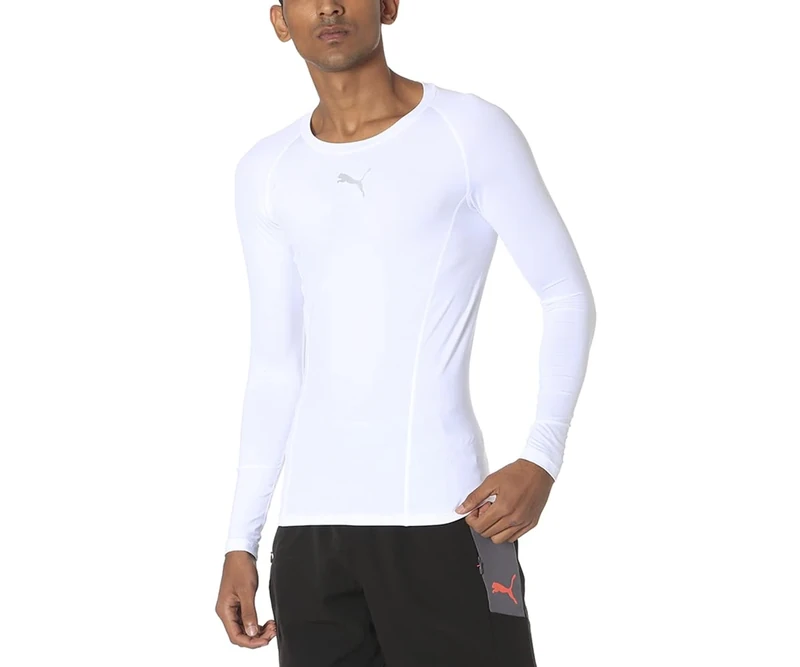 PUMA LIGA Baselayer Tee LS Functional Underwear Men's, Puma White, L