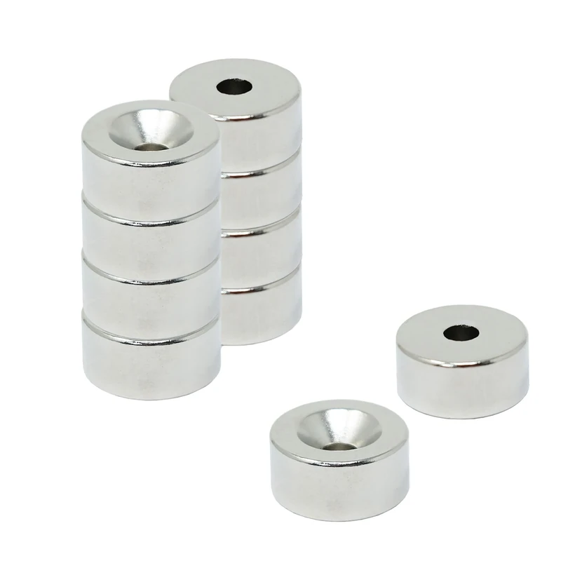 N42 Neodymium Countersunk Magnet for Arts, Crafts, Model Making, DIY, Hobbies, Office and Home - 10mm dia x 5mm thick x 3.2mm c/sink - 2kg Pull - South - Pack of 100