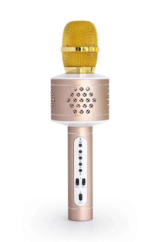 MusicMan 4611 Karaoke Microphone Pro BT X35 (Bluetooth, Compatible with Smartphone, iPhone TWS Function) Gold/Silver