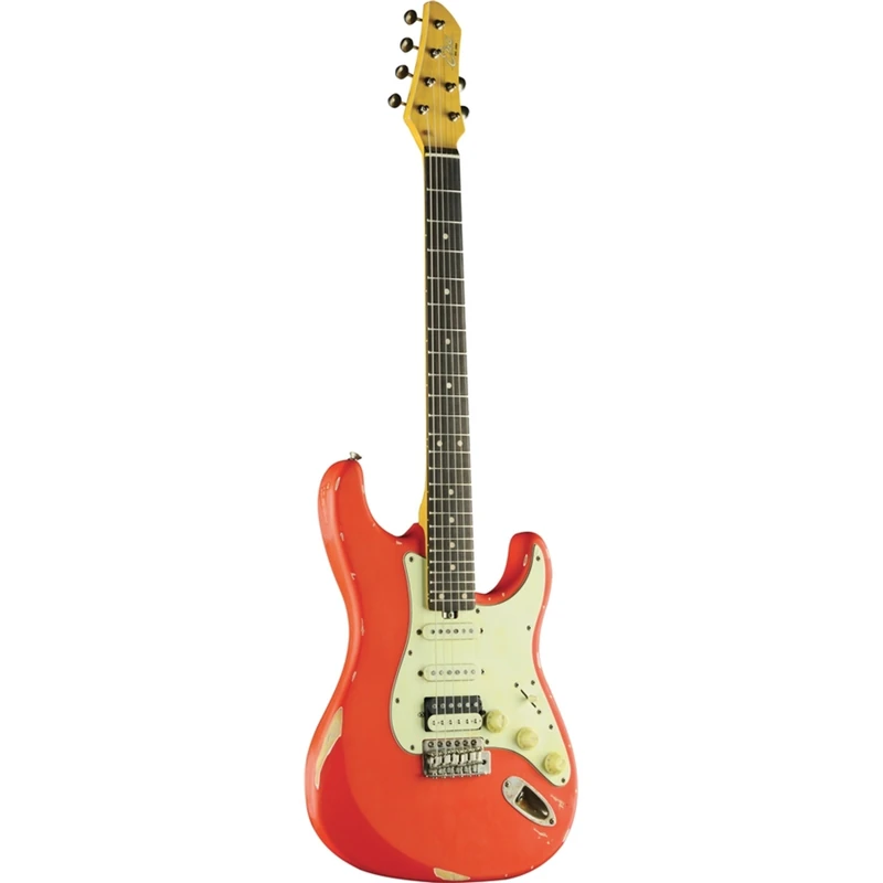 EKO Aire Relic Fiesta Red Electric Guitar - HSS Humbucker