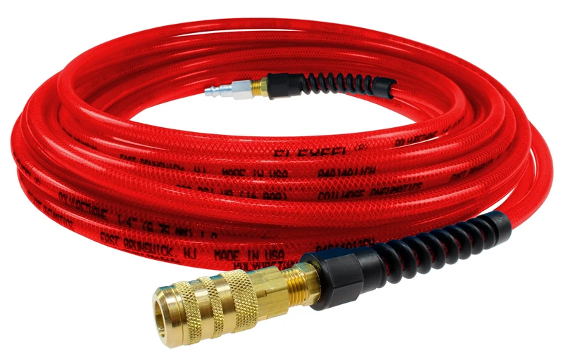Coilhose Pneumatics PFE4100TRS15X Flexeel Reinforced Polyurethane Air Hose, 1/4" ID, 100' Length with 1/4" Industrial Coupler & Connector