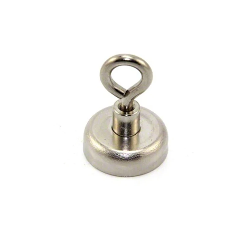 Neodymium Clamping Magnet with M5 Eyebolt for Hanging, Holding or Displaying Items - 25mm Diameter x 36mm High - 20kg Pull - Pack of 10