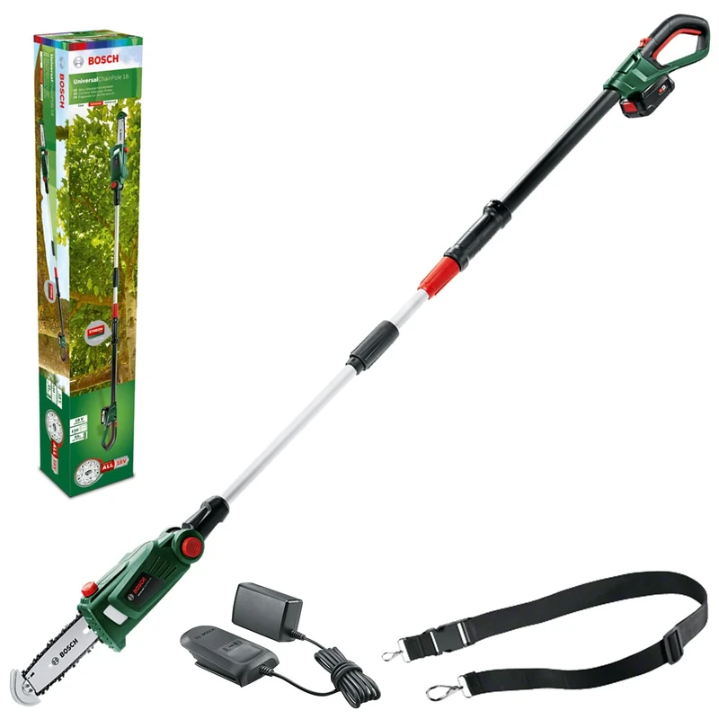 Bosch cordless pole saw UniversalChainPole 18 (battery, charger, cardboard box, 18-volt system, 2.5 Ah)