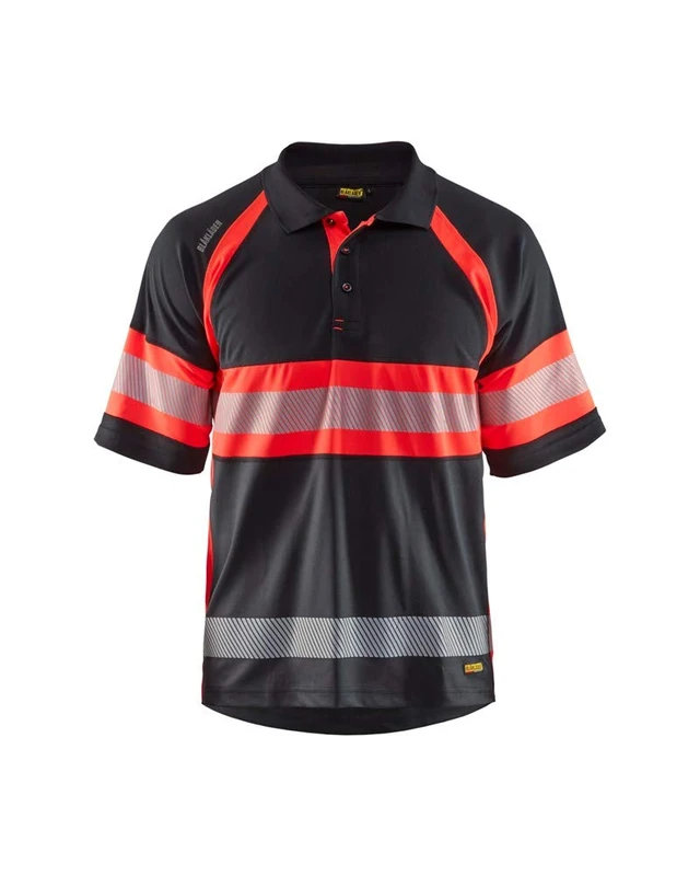Blaklader UV Polo T-Shirt High vis Class 1, Black/Red, L