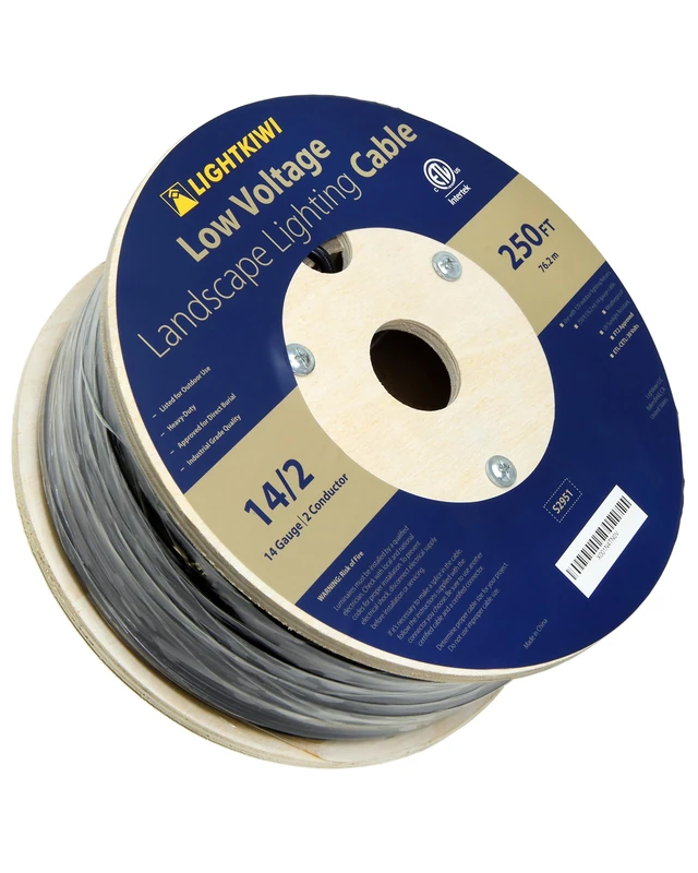 Lightkiwi S2951 14AWG 2-Conductor Direct Burial Wire for Low Voltage Landscape Lighting, 250ft