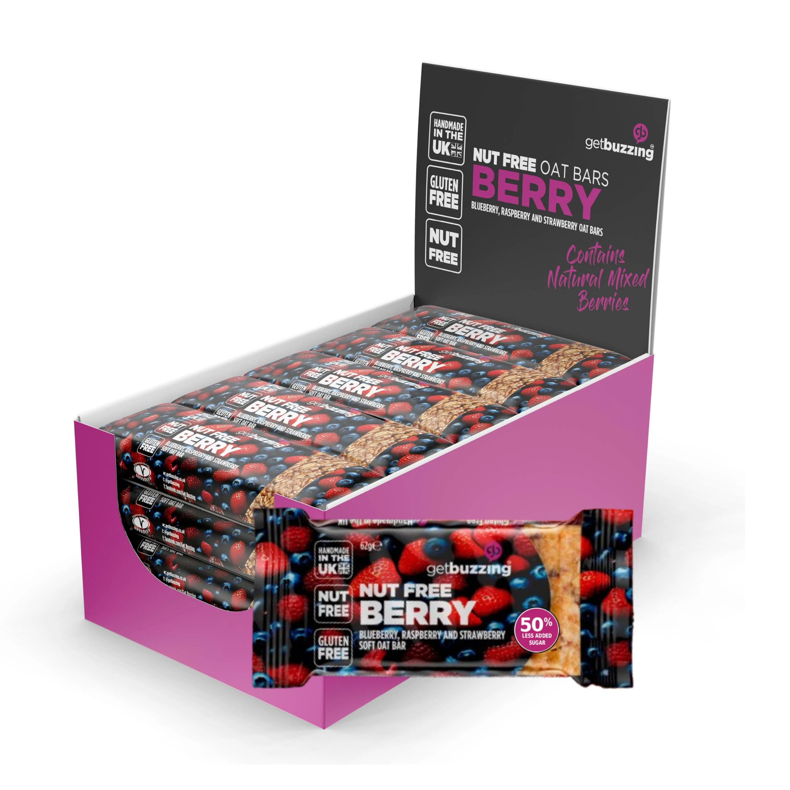 Get Buzzing Flapjacks Packs of 20 (20 Pack, Berry)