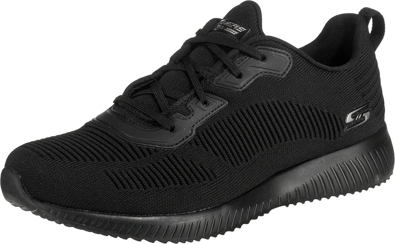 Skechers Women's Bobs Squad Tough Talk Sneakers, Black Engineered Knit Trim, 6.5 UK