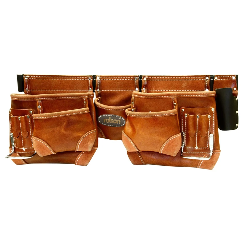 Rolson 68878 Dual Tool Bag Leather Brown