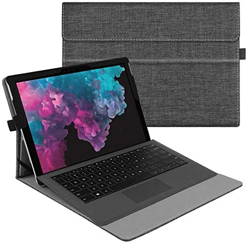 FINTIE Case for Microsoft Surface Pro 7+/7/6/5/4/3-12.3 Inch Multi-Angle Viewing Portfolio Cover, Compatible with Type Cover Keyboard, Denim Charcoal
