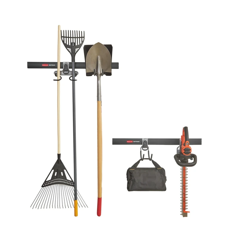Rubbermaid Fasttrack Garage Storage System Tool Hanging Kit, Wall Mount Holder for Garden Lawn Tools/Garage/Home Organization