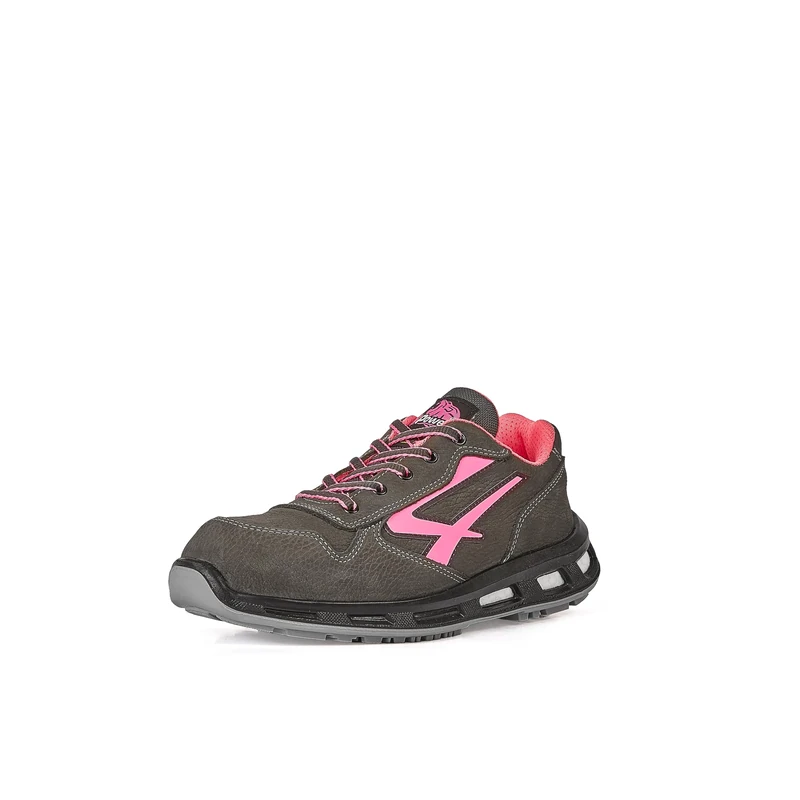 U-Power Red Lion Candy, Unisex Safety Shoes, Lightweight, Flexible, Anti Puncture Leather Trainers, with Infinergy Insert, with Aluminium Toe Caps (Grey & Pink 42) - Image 1
