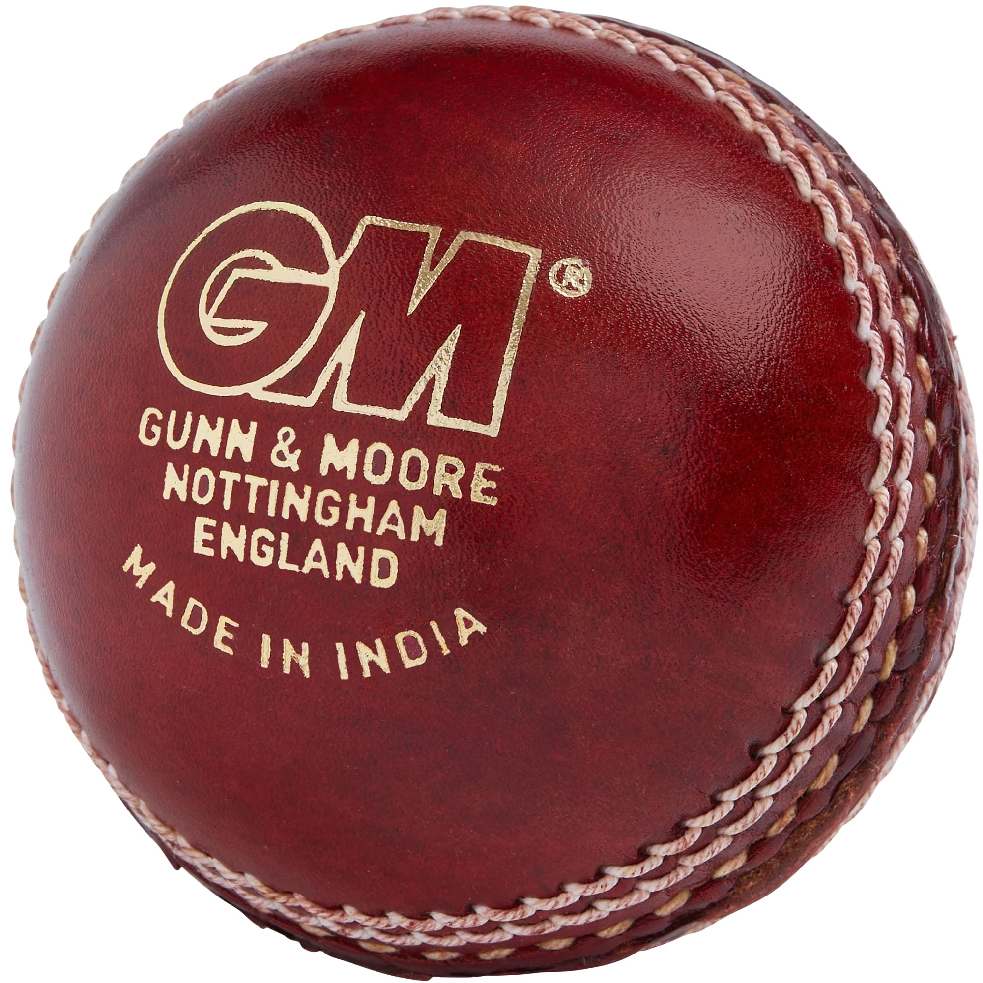 Gunn & Moore GM Leather Cricket Match Ball, Catalyst Grade 2, Red, Suitable for Children, Boys and Girls Aged 12 and Under, Junior - 4.69 to 5.06 oz