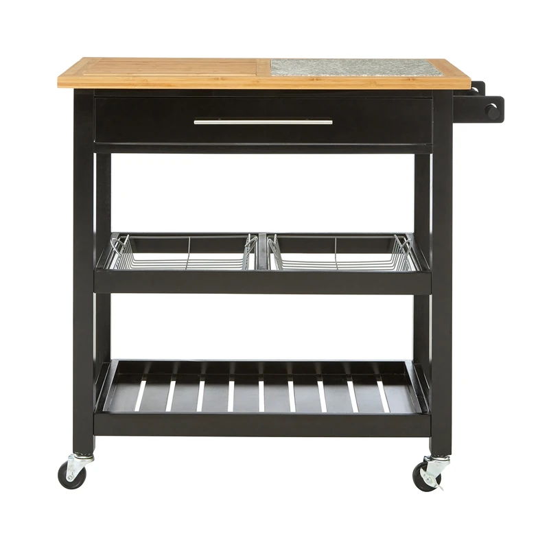 Premier Housewares Kitchen Trolleys With Worktop And Storage Wooden Pinewood Frame Kitchen Trolleys With Wheels Cart With Table Top Storage Drawers