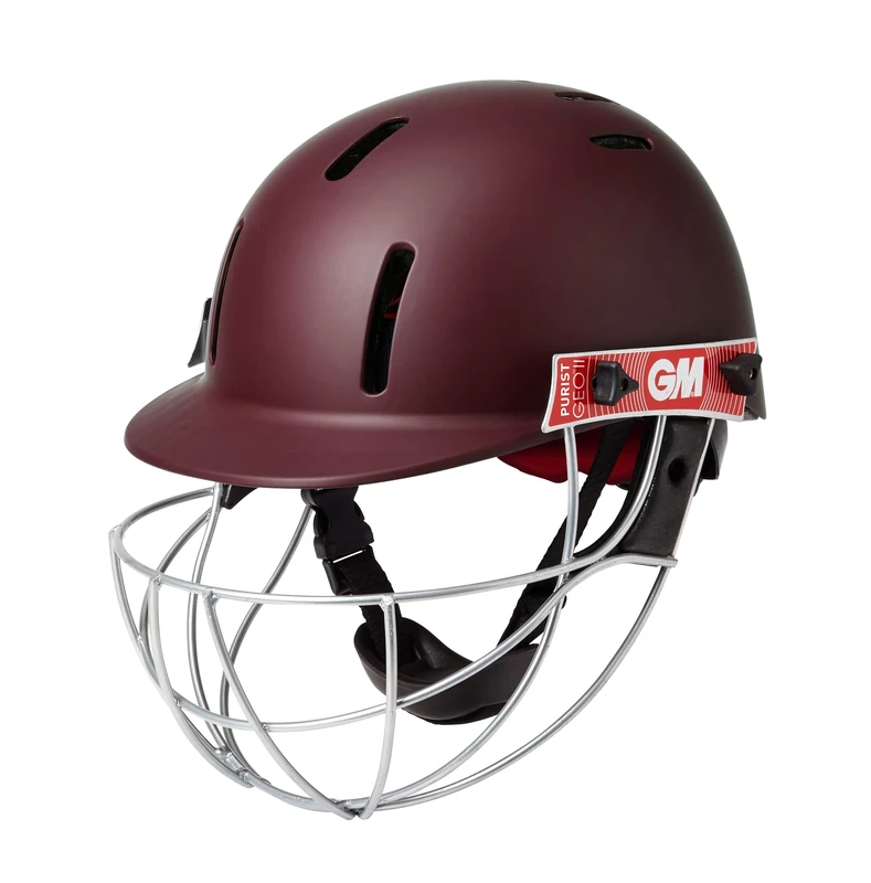 Gunn & Moore GM Purist GEO II Cricket Batting Helmet, BSI Approved, Geodesic Ultra-Strong Grille, Maroon, Junior Small 520 - 550 mm - Image 1