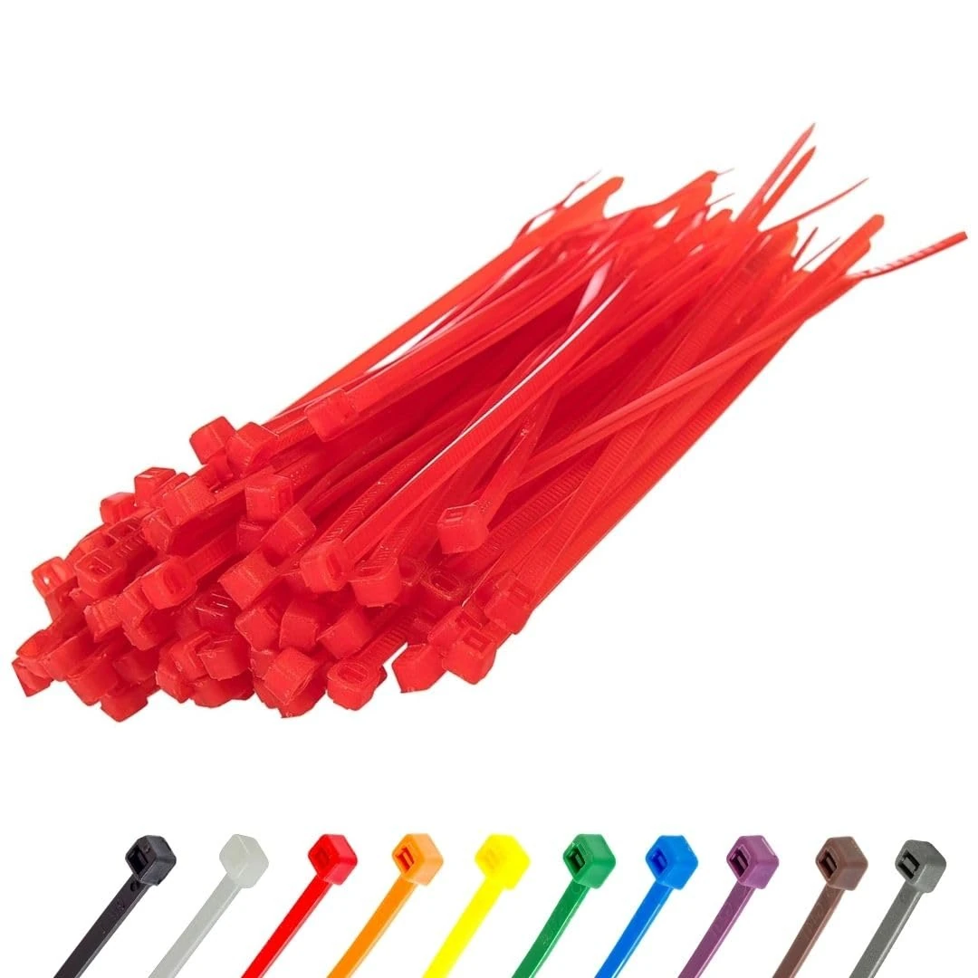 Gocableties Small Red Cable Ties, 100mm x 2.5mm, Pack of 100, 4” Premium Nylon Zip Ties, Plastic Tie Wraps, Secure Self-Locking Mechanism, for Home, Garden, Office and DIY
