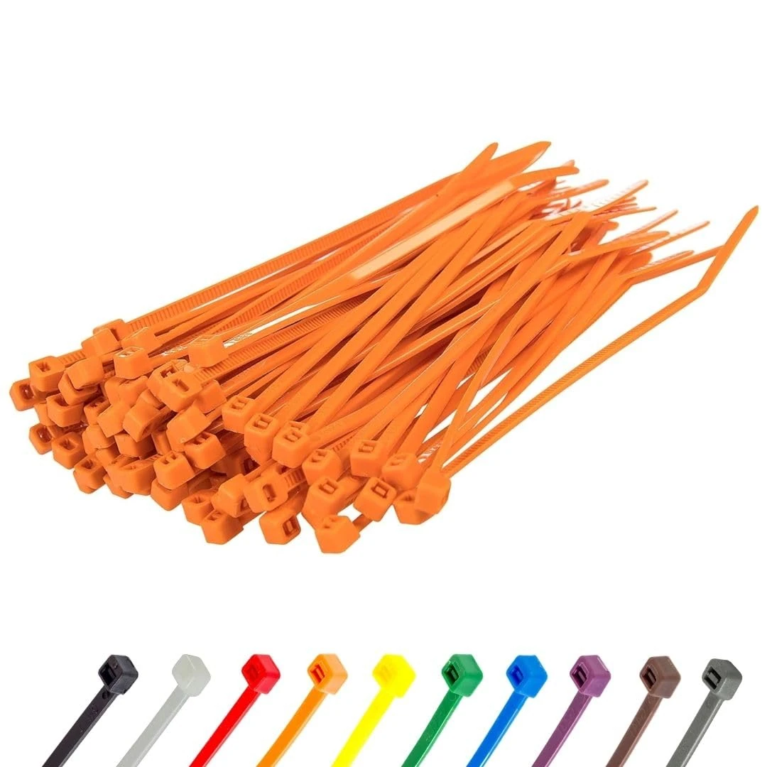 Gocableties Small Orange Cable Ties, 100mm x 2.5mm, Pack of 100, 4” Premium Nylon Zip Ties, Plastic Tie Wraps, Secure Self-Locking Mechanism, for Home, Garden, Office and DIY