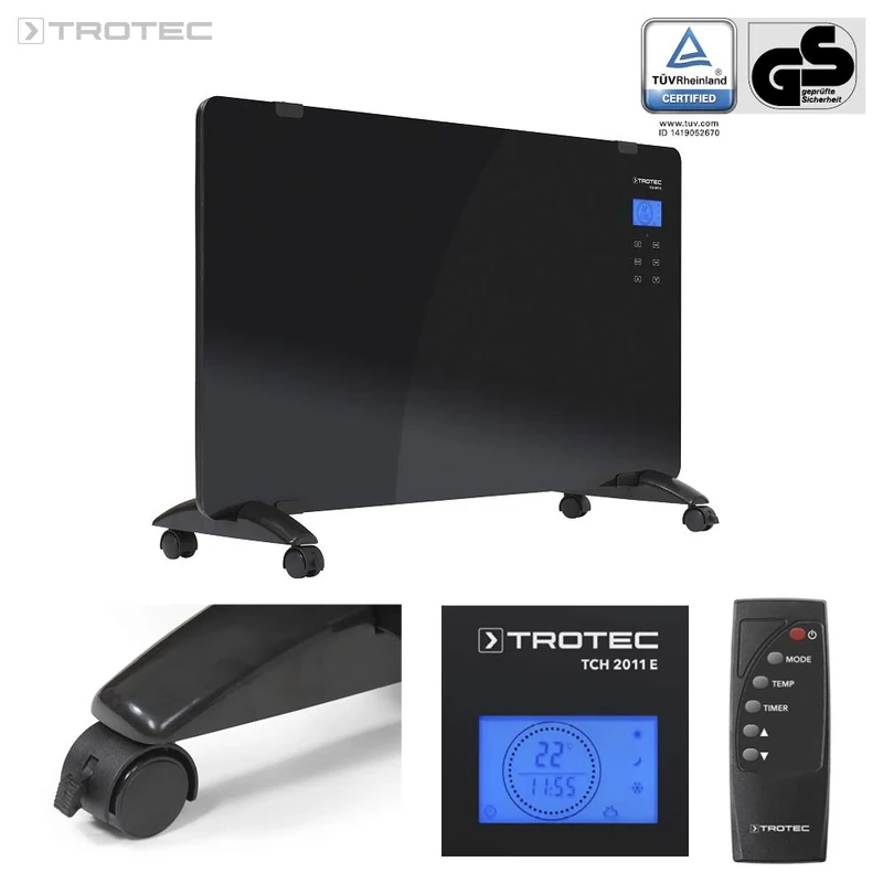 TROTEC TCH 2011 E Energy Efficient Fan Heater 1000W / 2000W Electric Heater with Thermostat Black - Image 1