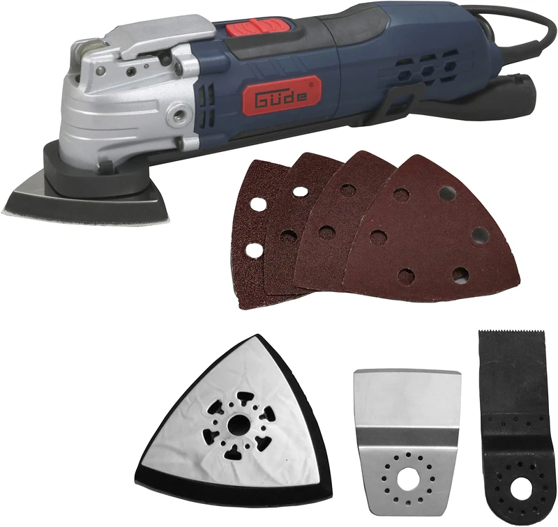 Güde 58148 MW 300 E Multi Tool (230 V, Additional Lockable Handle, Sawing, Cutting, Grinding, Scraping)