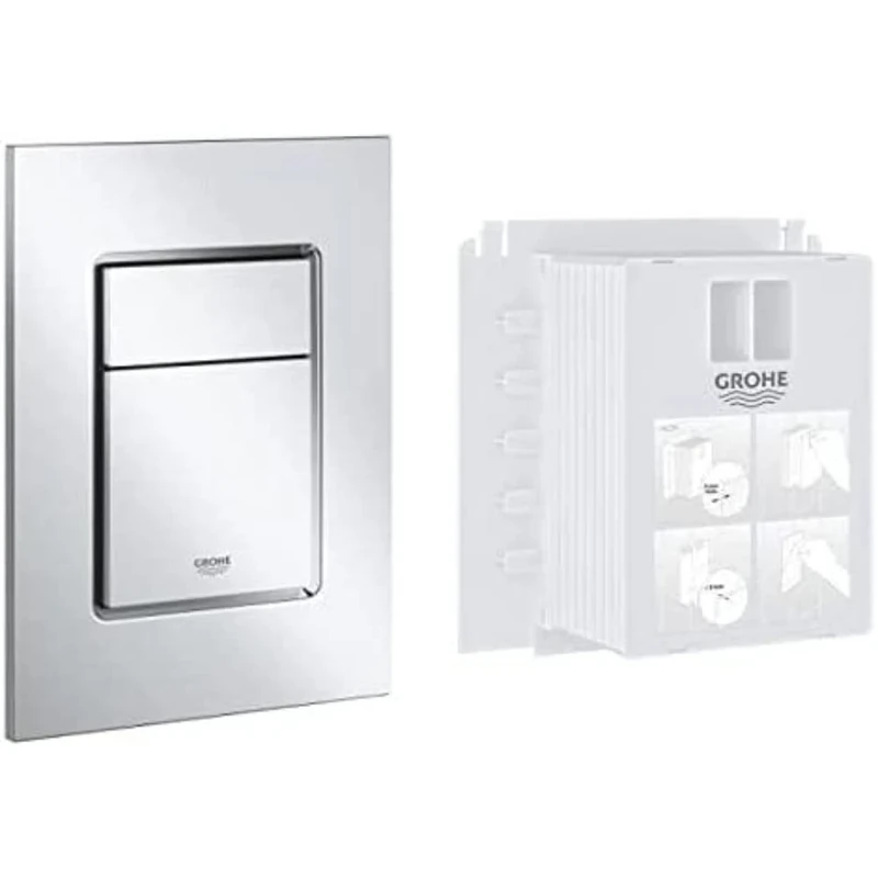 GROHE 37535000 Flush Plate, Small x 40911000 | Rapid SL Inspection Chamber, Silver