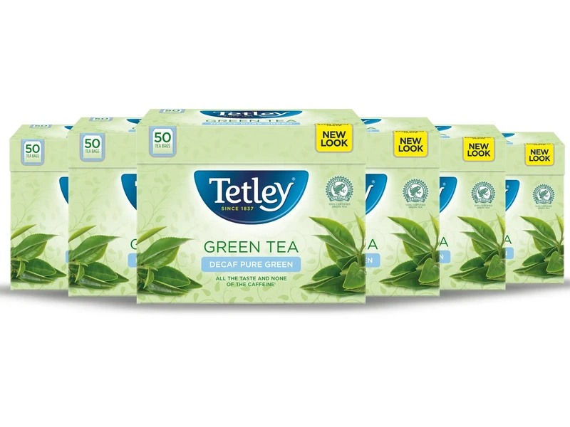 Tetley Decaf Green Tea Bags - Same Great Taste, No Caffeine - Smooth & Soothing Brew - Rainforest Alliance Certified - Perfect for a Relaxing Moment - 300 Teabags (6x50)